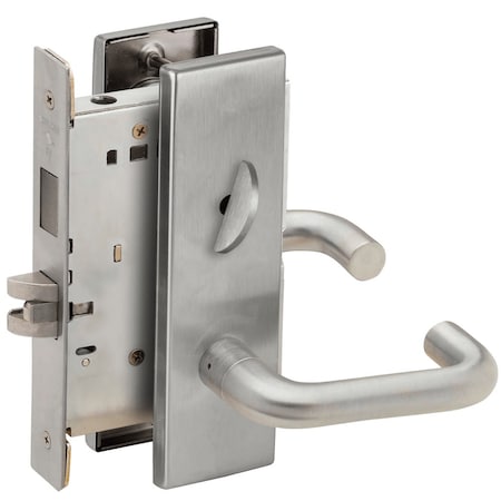 Schlage Grade 1 Privacy with Deadbolt Mortise Lock, 03 Lever, N Escutcheon, Satin Chrome Finish L9440 03N 626